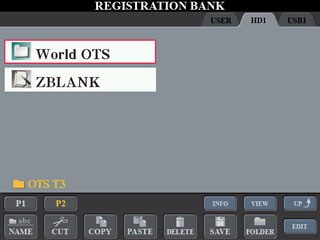 REGISTRATION BANK screen in OTS T3 folder with subfolders for categories.